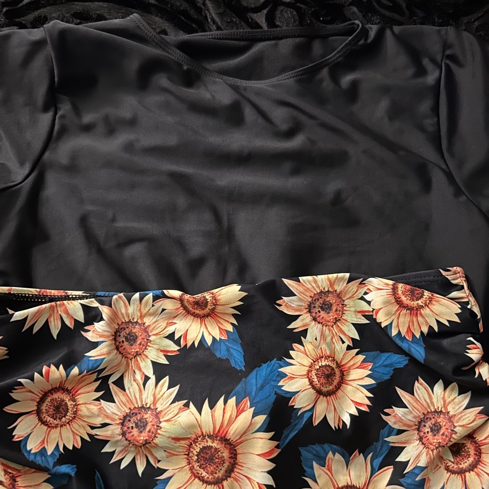 Black Floral Sunflower Bikini